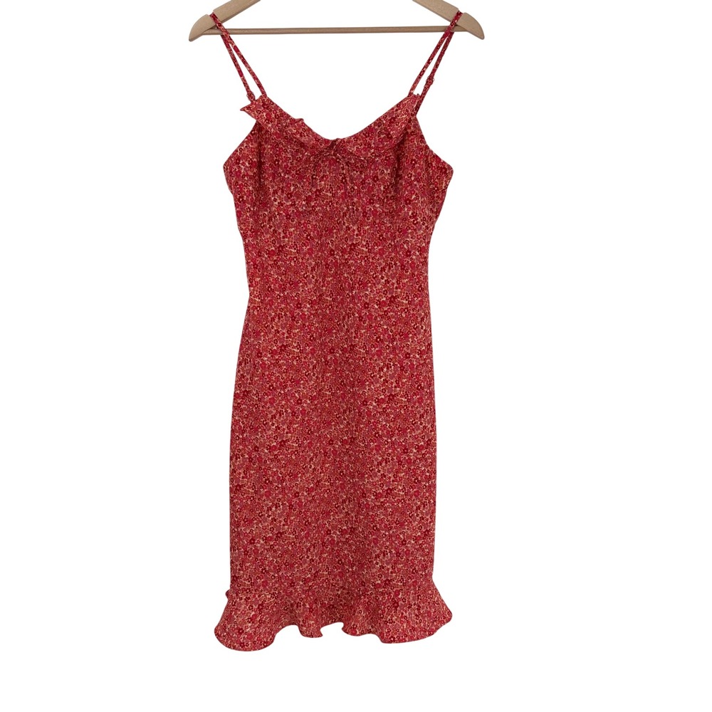 Y2K Jodi Michaels Vintage Red Floral Babydoll Midi Dress‎ Size 7/8 Ruffle Fairy